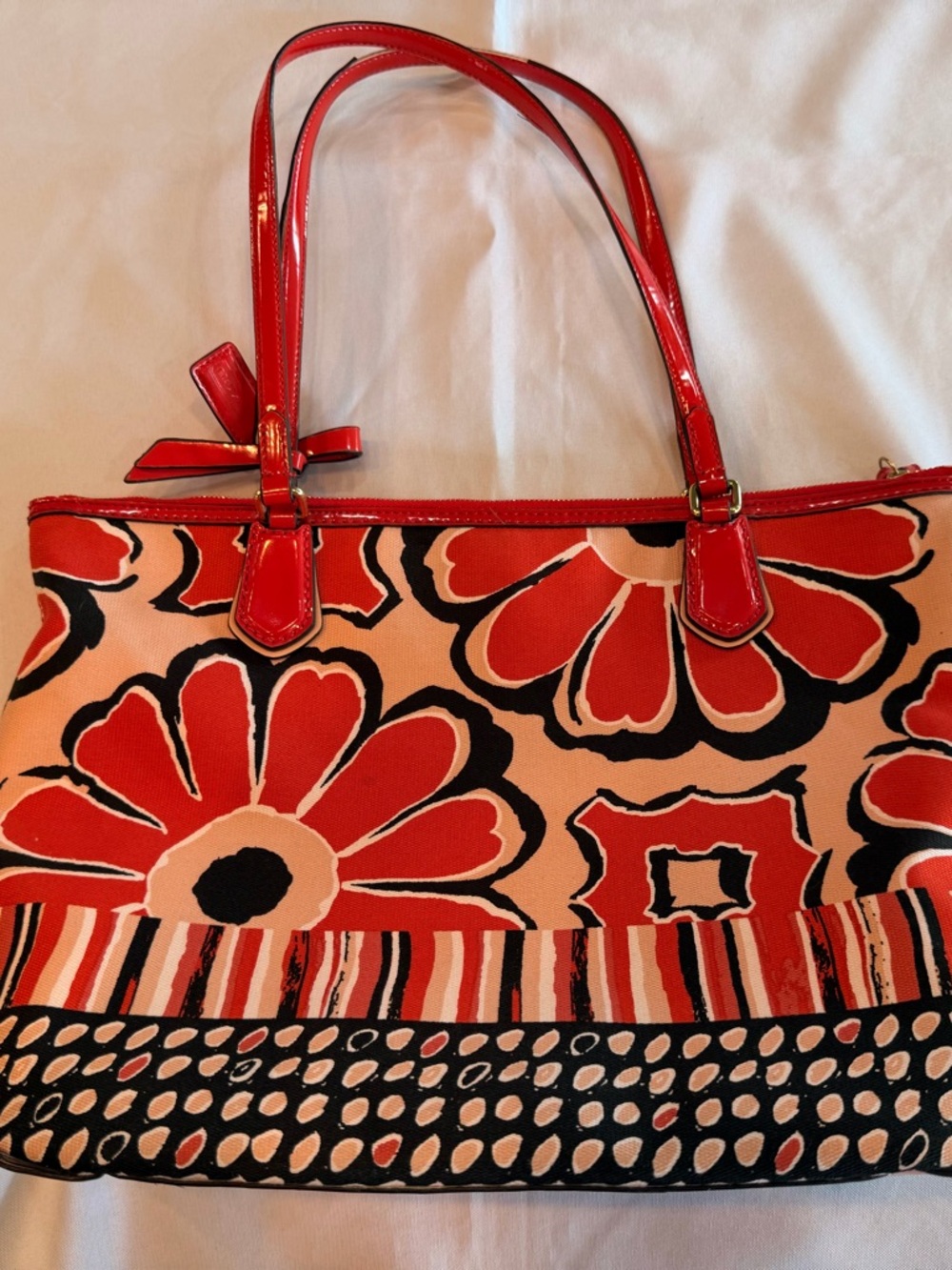 Coach No 25123 Poppy Orange Floral Scarf Tote Satchel - Picture 7 of 14